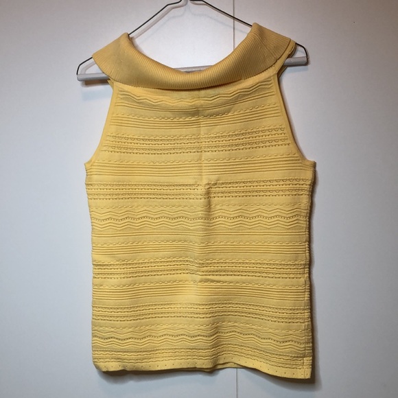 WHBM Yellow Off Shoulders Knit Tank M - Picture 4 of 6